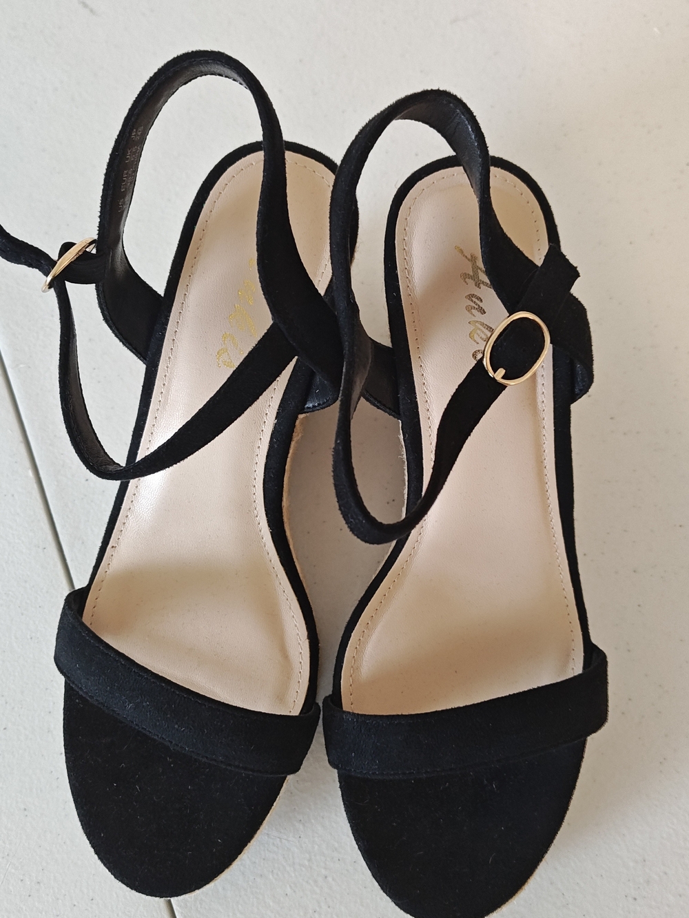 Ankleis Black Espadrille Wedge Sandals 7.5 Black Used‎ Summer Boho Chic - Picture 2 of 9